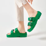 Fashion Double Buckle Slippers